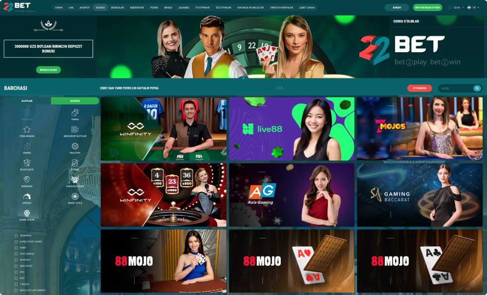 22Bet Jonli Kazino 22Bet Jonli Kazino